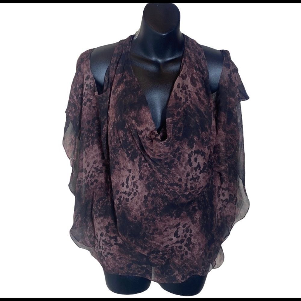 Haute Hippie Sheer Black and Brown Blouse